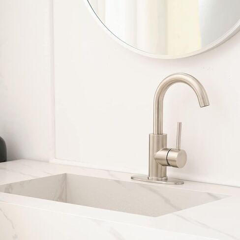 BWE Bar Faucet Brushed Nickel Small Barthroom Faucet Single Handle One Hole Modern Commercial Faucet for Sinks RV Sink Faucet with Water Supply Lines in Kuwait
