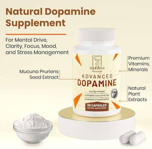 Dopamine Supplement-Mucuna Pruriens Seed Extract,Premium Vitamins, Minerals, and Natural Plant Extracts for Mental Drive, Clarity, Focus-60 Capsules in Saudi Arabia
