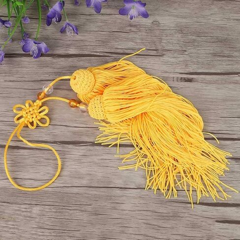 Red Sword Tassel,Sword Spike,Chinese Sword Tassel,Long Silk Wushu Tai Chi Kung Fu Chinese Martial Arts Sword Tassel Wushu Straight Sword Tassel Sword Accessory(Yellow Short Sword in Saudi Arabia
