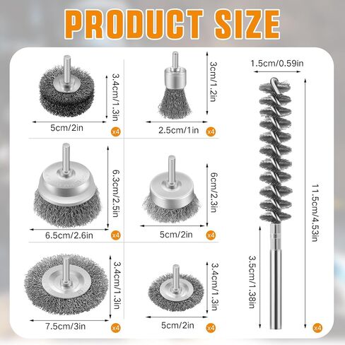28 Pcs Wire Brush for Drill Set Carbon Steel Wire Wheel Brush Cup Brush Pen Brush Bore Brush with 1/4 Inch Shank for Cleaning Removing Rust Corrosion, Drill Attachment in Saudi Arabia