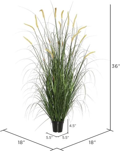 Vickerman Everyday 36" Artificial Green Foxtail Grass with Black Plastic Pot - Faux Grass Plant Decor - Home Or Office Indoor Greenery Accent - Indoor Grass Plant in Saudi Arabia