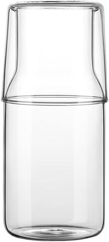 ZILJJ 500ml Bedside Water Carafe Set with Tumbler Glass for Bedroom Nightstand, Night Water Carafe with Glass, Mouthwash Bottle for Bathroom, Clear Glass Pitcher Water Carafe with Cup（17 oz） in Saudi Arabia