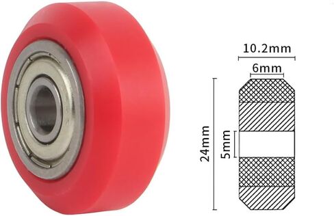 8pcs V Solid POM Wheels OD 24mm Rollers Gantry Pulley Double Bearings for Ender 3 V2 Neo,Ender 3 S1 / Pro, Ender 5 3D Printer, CNC Machine, 2020 2040 C Beam V Slot Profiles Linear Rail (Red) in Saudi Arabia