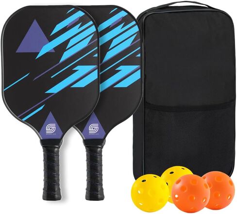 Sevko Pickleball Paddles Set of 2 - Fiberglass Surface Pickleball Paddles Set - 4 Pickleball Balls, & Carry Bag, Pickle Ball Paddle in Saudi Arabia