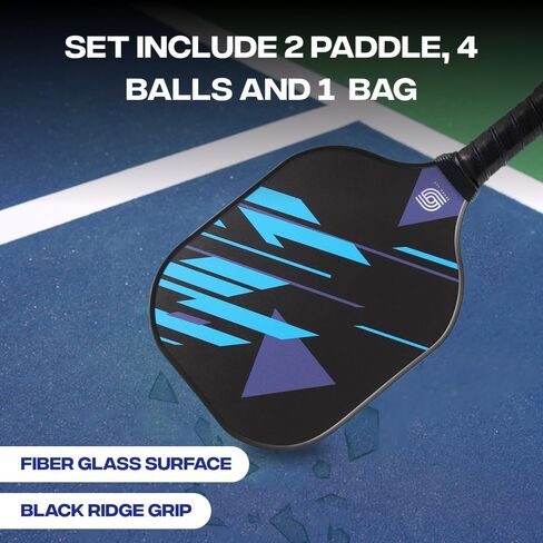 Sevko Pickleball Paddles Set of 2 - Fiberglass Surface Pickleball Paddles Set - 4 Pickleball Balls, & Carry Bag, Pickle Ball Paddle in Saudi Arabia