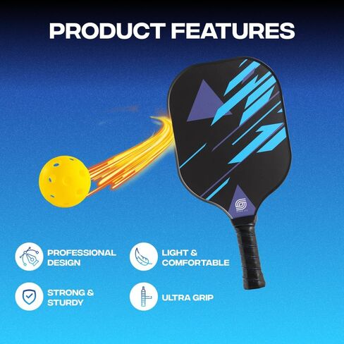 Sevko Pickleball Paddles Set of 2 - Fiberglass Surface Pickleball Paddles Set - 4 Pickleball Balls, & Carry Bag, Pickle Ball Paddle in Saudi Arabia
