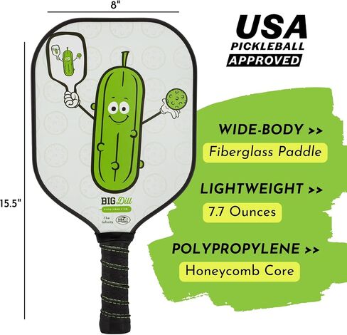 Big Dill Pickleball Paddle Set 2-Pack Pickleball Paddles with Outdoor Pickleball Balls, Paddle Covers & Carry Bag | Pickleball Paddles Set of 2 USAPA Approved in Saudi Arabia