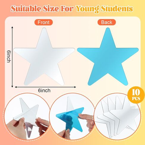 10 Pcs Small Mirrors for Crafts Preschool Shatter Proof Plastic Mirror Star Mirror for Kids 6 x 6 Inches Double Sided Acrylic Mirror for Classroom Facial Expression Practice in Saudi Arabia