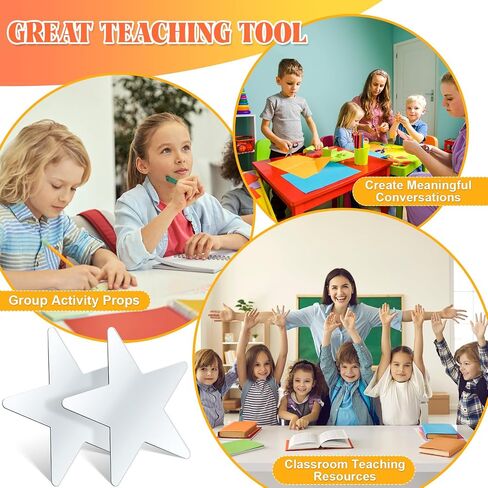 10 Pcs Small Mirrors for Crafts Preschool Shatter Proof Plastic Mirror Star Mirror for Kids 6 x 6 Inches Double Sided Acrylic Mirror for Classroom Facial Expression Practice in Saudi Arabia