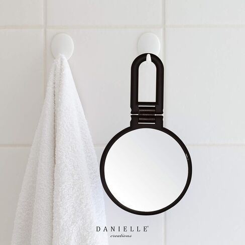 Danielle Folding Makeup Mirror with Handle/Stand, 10X Magnification, Midnight Matte in Saudi Arabia