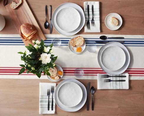 Independence Day Red Blue Stripes 4th of July Cotten Line Patriotic Table Runner 13x36inch Simple Graphics Burlap Table Cloth Runners for Coffee Dinner Holiday Parade Celebrations in Saudi Arabia