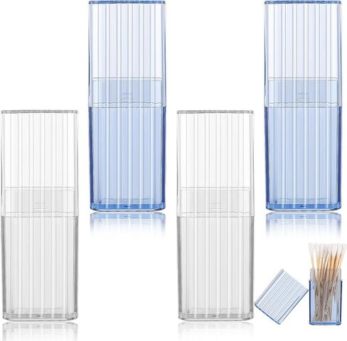 4 PCS Small Container for Floss Picks, Floss Travel Case Portable Small Travel Containers Transparent Floss Picks Travel Cotton Swab Container Dispenser Container for Various Small Item in Saudi Arabia