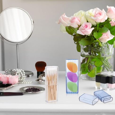 4 PCS Small Container for Floss Picks, Floss Travel Case Portable Small Travel Containers Transparent Floss Picks Travel Cotton Swab Container Dispenser Container for Various Small Item in Saudi Arabia