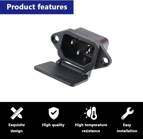 C14 Panel Mount Plug Adapter, AC 250V 10A IEC 320 3Pins Screw Mount Module Power Connector Socket with Cover, with Spade Quick Splice, Wire Caps (35 Pack) in Saudi Arabia