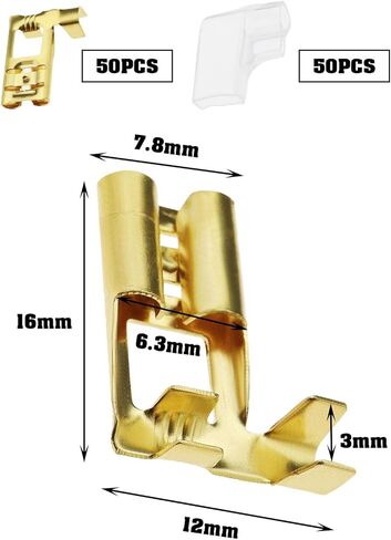 The Lord of the Tools 50PCS 6.3mm Crimp Terminal Spade Connector 90° Angled with 50PCS Insulating Sleeves for Equipment Switch Quad Bike Scooter Boat Household Appliances in Saudi Arabia