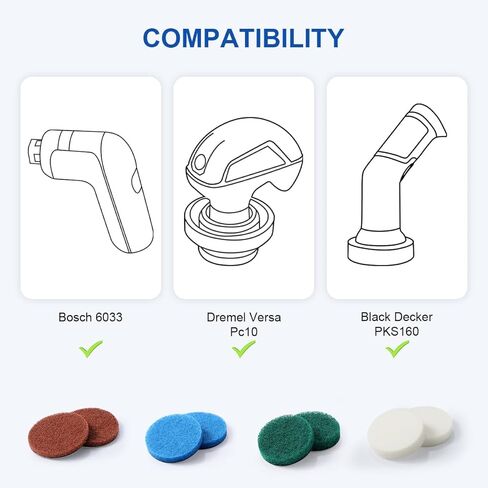 8 قطع من وسادات بديلة من LANMU متوافقة مع Dremel Versa PC10 وRuby Horsepower Power Scrubber، وسادة تنظيف فرك in Kuwait