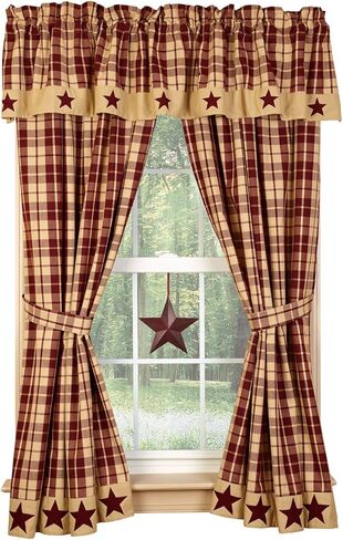 ألواح ستائر The Country House Collection Burgundy Farmhouse Star مقاس 84 بوصة in Kuwait