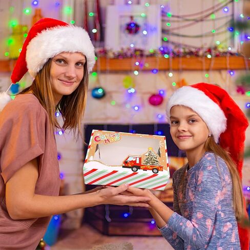 صناديق بسكويت عيد الميلاد، 12 قطعة من صناديق ملفات تعريف الارتباط مع نافذة للحلوى والمعجنات، صناديق حلوى مخبز عيد الميلاد السائبة، صناديق بسكويت حلوى عيد الميلاد لتغليف الهدايا، 8.8 × 6 × 2.8 بوصة. in Kuwait