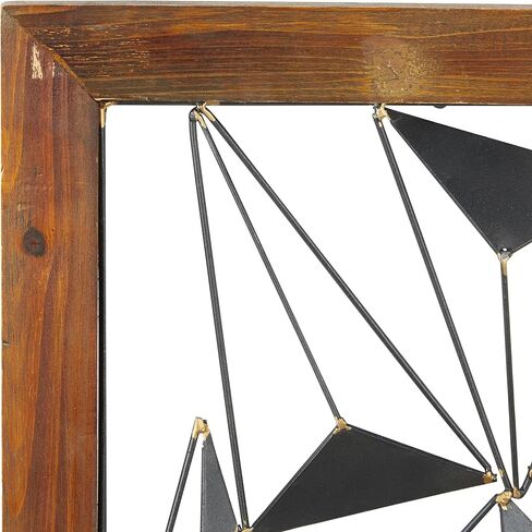 Deco 79 Metal Geometric Home Wall Decor Wall Sculpture with Wood Frame, set of 2 Wall Art 15" x 2" x 39", Black in Saudi Arabia