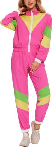 UOUA Women's Color Block 2 Piece 80s 90s Outfits Long Sleeve Windbreaker Jacket Tracksuit Set in Saudi Arabia