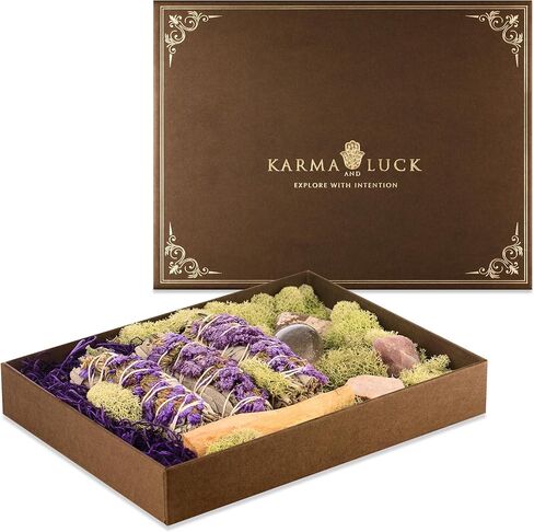 صندوق الحب كارما آند لاك، أعواد التلطيخ، كريستالات، صندوق هدايا، نعمة روحية للأحباء (جوهر روحي) in Kuwait