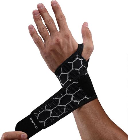 Sport Slim Wrist Wrap - Wrist Brace for Carpal Tunnel Relief Light Support, Neoprene-Free Compression Wrist Support for Workout, Adjustable Wrist Guards Fit Right Left Hand(Black, Pack of 1) in Kuwait