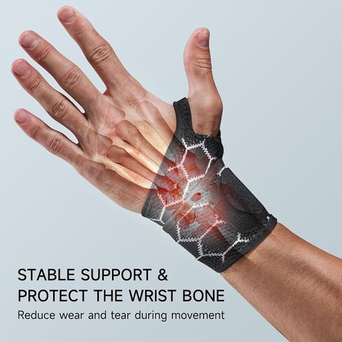 Sport Slim Wrist Wrap - Wrist Brace for Carpal Tunnel Relief Light Support, Neoprene-Free Compression Wrist Support for Workout, Adjustable Wrist Guards Fit Right Left Hand(Black, Pack of 1) in Kuwait
