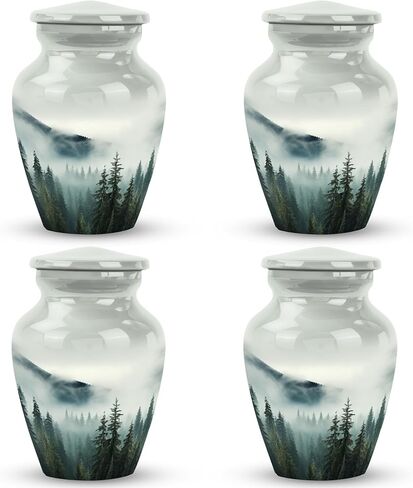 Misty Mountain Forest-Mini Urn for Ashes- Cremation Urns for Adult Ashes Men - Funerary Urn - Urn for Adult Male-(Size-3inch,4pcs), Natural in Kuwait