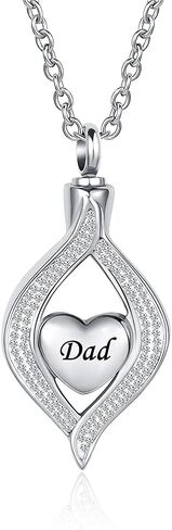 النساء دمعة القلب الحرق قلادة للرماد جرة قلادة رماد حامل من الفولاذ المقاوم للصدأ تذكارية تذكار لأمي أبي الجدة in Kuwait