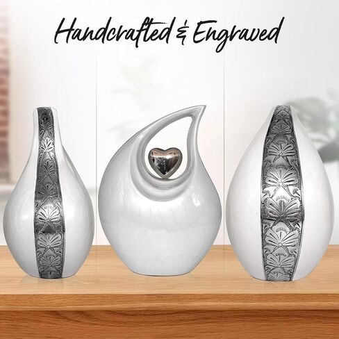 Teardrop Urn for Human Ashes - Decorative Cremation Urn for Ashes for Men & Women - Handcrafted Funeral Urn for Male & Female - Honor Your Loved One with Burial Urn (Snow White, Large) in Saudi Arabia