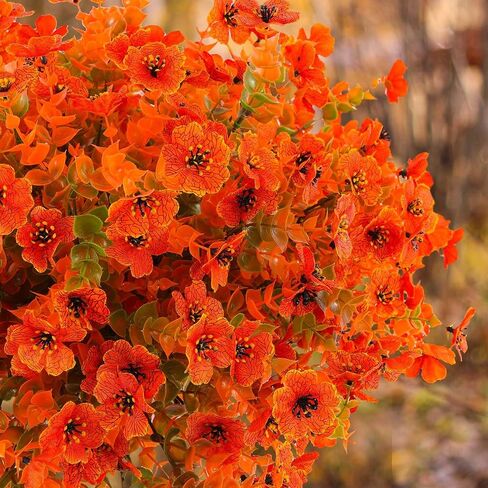 Artificial Mums Fall Flowers Outdoor Plastic Fall Flowers Fake Mums Plant Outside Autumn Flowers Greenery for Porch Window Box Home Decor (18, Green and Orange) in Kuwait