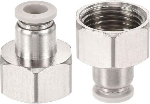 2 حزمة تركيبات أنابيب خيط أنثى 1/2PT - اتحاد مستقيم من النحاس المطلي بالنيكل، ادفع لتوصيل التركيبات، تنطبق على النظام الهوائي (0.31 بوصة، فضي) in Kuwait