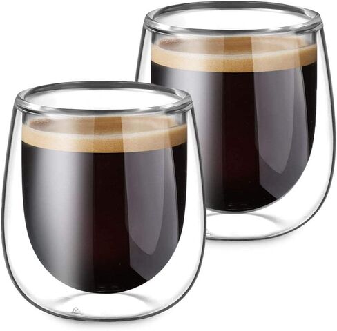 glastal [German Quality 4 Oz Insulated Double Wall Glass Espresso Cups, Nespresso Espresso Coffee Cups, Double Espresso Cups, Demitasse Cups, Espresso Mug, Tazas De Cafe Expreso 2 Pack in Saudi Arabia