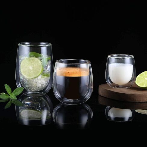 glastal [German Quality 4 Oz Insulated Double Wall Glass Espresso Cups, Nespresso Espresso Coffee Cups, Double Espresso Cups, Demitasse Cups, Espresso Mug, Tazas De Cafe Expreso 2 Pack in Saudi Arabia