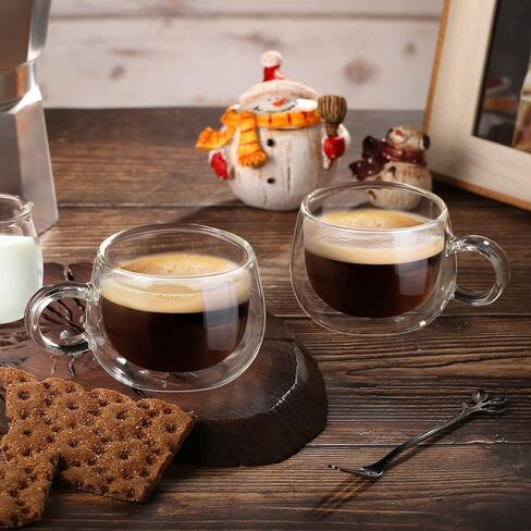 glastal [German Quality 4 Oz Insulated Double Wall Glass Espresso Cups, Nespresso Espresso Coffee Cups, Double Espresso Cups, Demitasse Cups, Espresso Mug, Tazas De Cafe Expreso 2 Pack in Saudi Arabia
