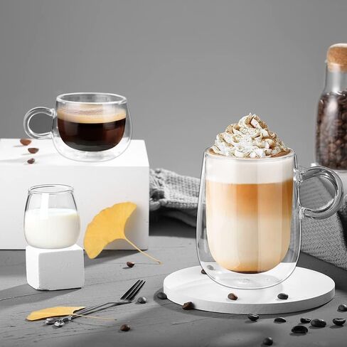 glastal [German Quality 4 Oz Insulated Double Wall Glass Espresso Cups, Nespresso Espresso Coffee Cups, Double Espresso Cups, Demitasse Cups, Espresso Mug, Tazas De Cafe Expreso 2 Pack in Saudi Arabia