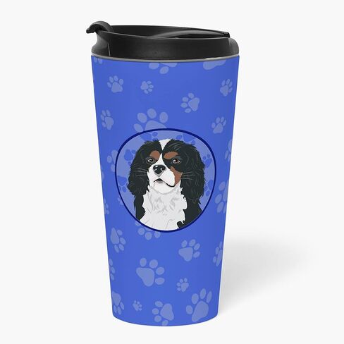 كنوز كارولين WDK1118TBL215 كوب Cavalier King Charles Spaniel Tricolor #1 من الفولاذ المقاوم للصدأ سعة 16 أونصة، كوب معزول باللون الأزرق مع غطاء، كوب سفر لطيف للقهوة والكوكتيلات وهدايا للرجال والأب والنساء in Saudi Arabia