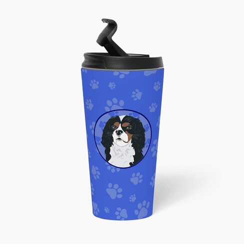 كنوز كارولين WDK1118TBL215 كوب Cavalier King Charles Spaniel Tricolor #1 من الفولاذ المقاوم للصدأ سعة 16 أونصة، كوب معزول باللون الأزرق مع غطاء، كوب سفر لطيف للقهوة والكوكتيلات وهدايا للرجال والأب والنساء in Saudi Arabia