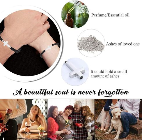 Cremation Bracelet for Human Pets Ashes - Cross Cremation Manmade Braided Urn Bracelet Ashes Keepsake Adjustable Urn Bracelet for Ashes Memorial Ashes Jewelry for Men Women in Kuwait