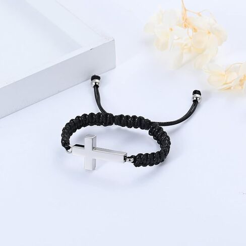 Cremation Bracelet for Human Pets Ashes - Cross Cremation Manmade Braided Urn Bracelet Ashes Keepsake Adjustable Urn Bracelet for Ashes Memorial Ashes Jewelry for Men Women in Kuwait
