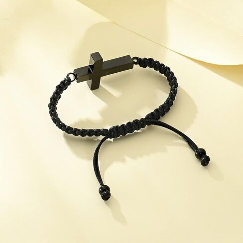 Cremation Bracelet for Human Pets Ashes - Cross Cremation Manmade Braided Urn Bracelet Ashes Keepsake Adjustable Urn Bracelet for Ashes Memorial Ashes Jewelry for Men Women in Kuwait