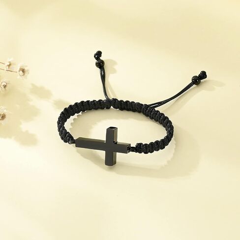 Cremation Bracelet for Human Pets Ashes - Cross Cremation Manmade Braided Urn Bracelet Ashes Keepsake Adjustable Urn Bracelet for Ashes Memorial Ashes Jewelry for Men Women in Kuwait