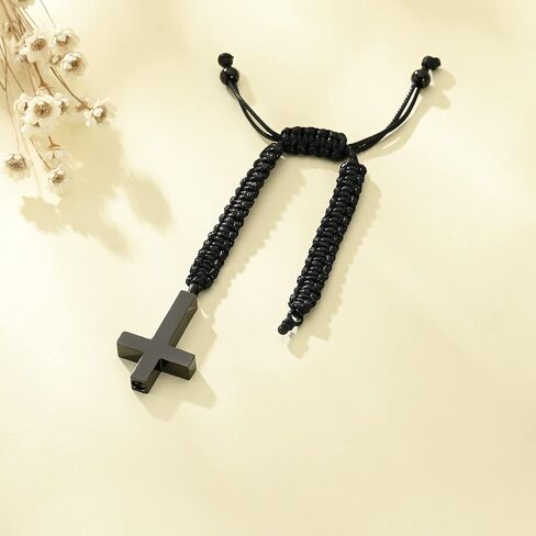 Cremation Bracelet for Human Pets Ashes - Cross Cremation Manmade Braided Urn Bracelet Ashes Keepsake Adjustable Urn Bracelet for Ashes Memorial Ashes Jewelry for Men Women in Kuwait