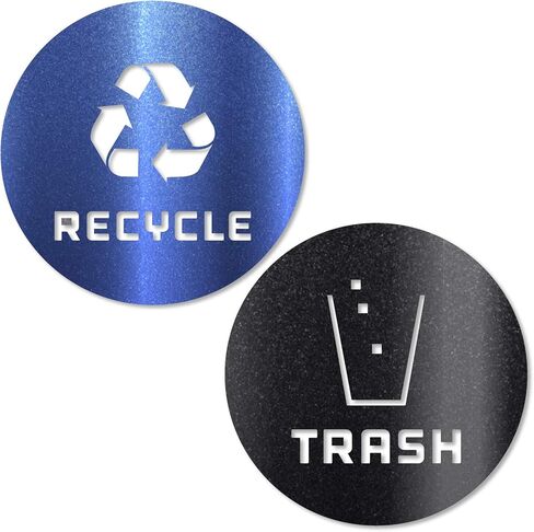 ملصق فينيل لإعادة التدوير والقمامة يحمل شعارًا عصريًا لتنظيم سلات المهملات أو حاويات القمامة والجدران - قطع محيطي (أزرق معدني/أسود، XSmall) in Kuwait