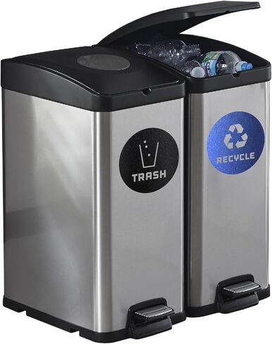 ملصق فينيل لإعادة التدوير والقمامة يحمل شعارًا عصريًا لتنظيم سلات المهملات أو حاويات القمامة والجدران - قطع محيطي (أزرق معدني/أسود، XSmall) in Kuwait