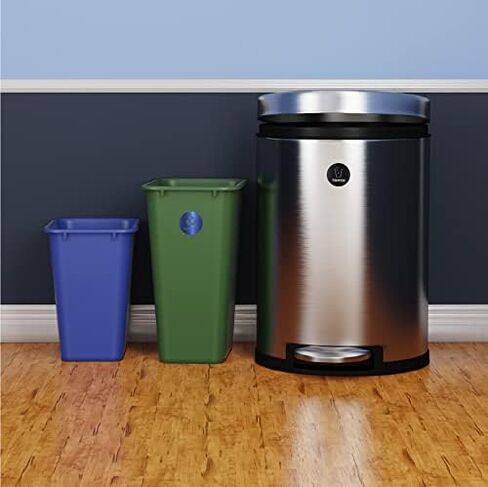 ملصق فينيل لإعادة التدوير والقمامة يحمل شعارًا عصريًا لتنظيم سلات المهملات أو حاويات القمامة والجدران - قطع محيطي (أزرق معدني/أسود، XSmall) in Kuwait