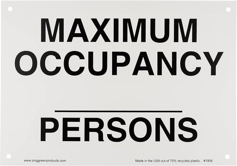 Zing Green Products 1906A Recycled Aluminum "Maximum Occupancy __ Persons" Sign with Number Kit, Black on White, 10" Length, 7" Width in Saudi Arabia