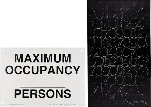 Zing Green Products 1906A Recycled Aluminum "Maximum Occupancy __ Persons" Sign with Number Kit, Black on White, 10" Length, 7" Width in Saudi Arabia