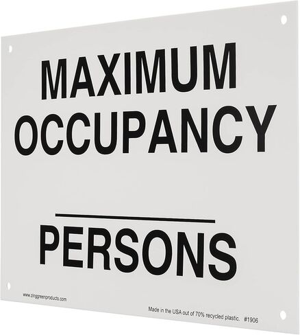 Zing Green Products 1906A Recycled Aluminum "Maximum Occupancy __ Persons" Sign with Number Kit, Black on White, 10" Length, 7" Width in Saudi Arabia