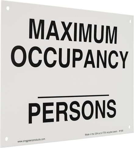 Zing Green Products 1906A Recycled Aluminum "Maximum Occupancy __ Persons" Sign with Number Kit, Black on White, 10" Length, 7" Width in Saudi Arabia